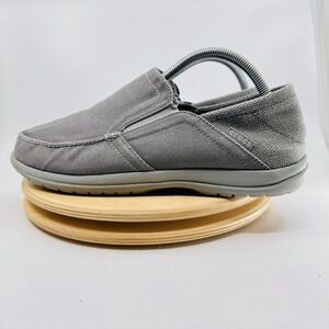 Crocs Santa Cruz Loafer Shoes Men's 9 Gray Canvas Slip On Casual